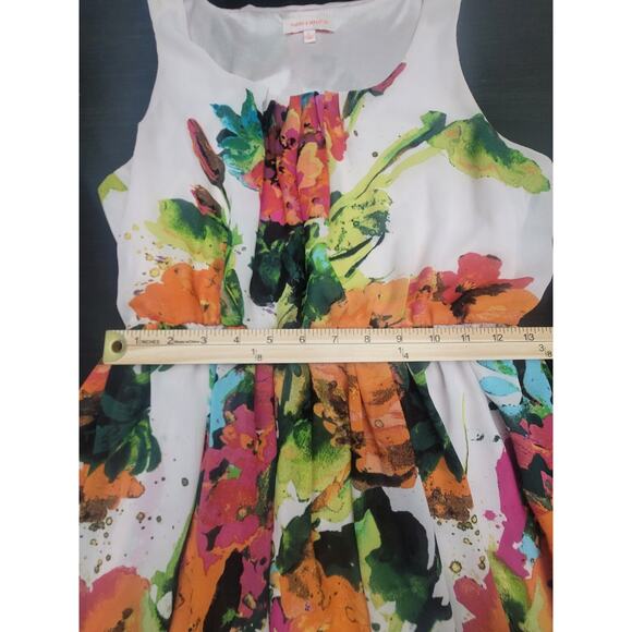 Womens Margo & Sebastian Dress Size Large White Floral Sleeveless - Picture 10 of 12